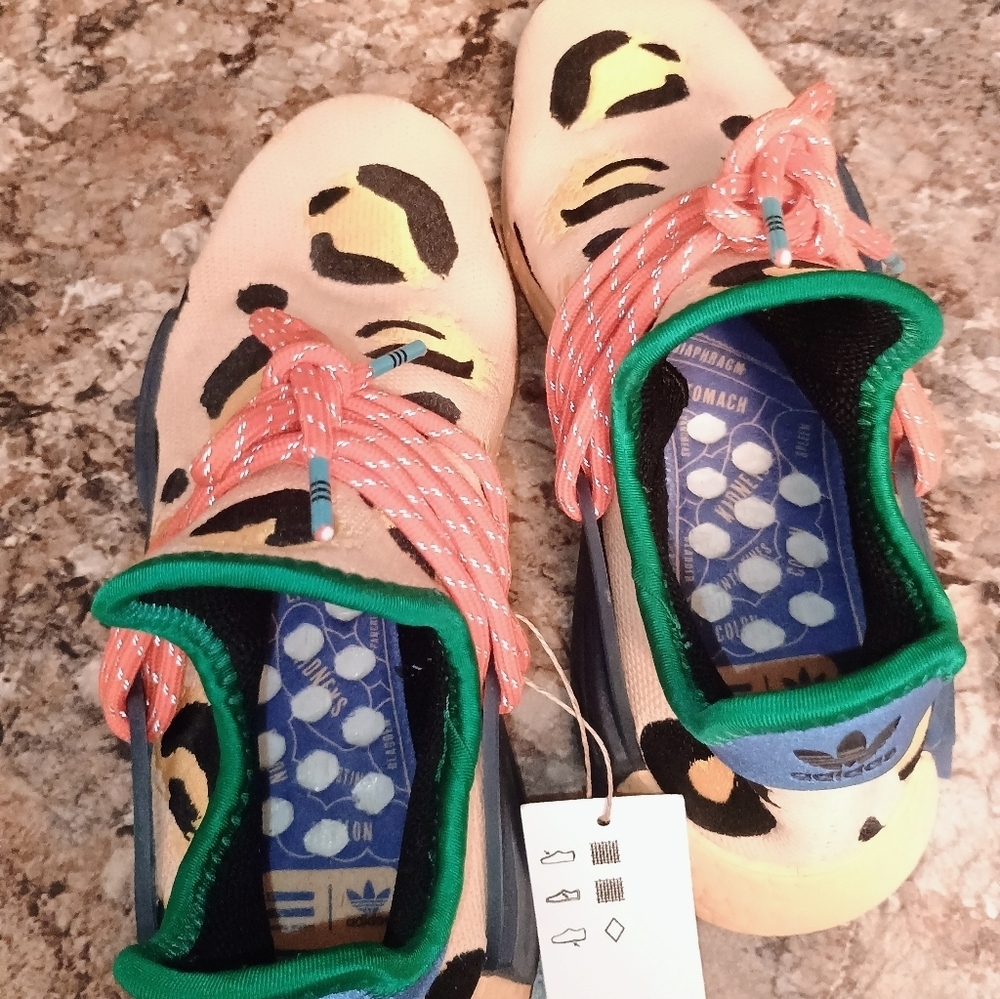 Adidas Pharrell Williams Human Race NMD Animal Print Peach & Orange Sneakers.nwt